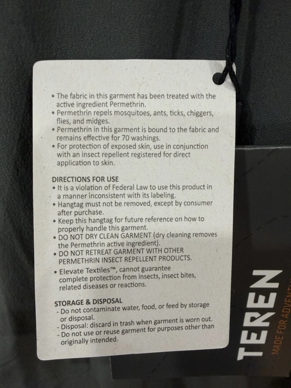 Men's Gray Insect Repellent Teren No Fly Zone Traveler Pant